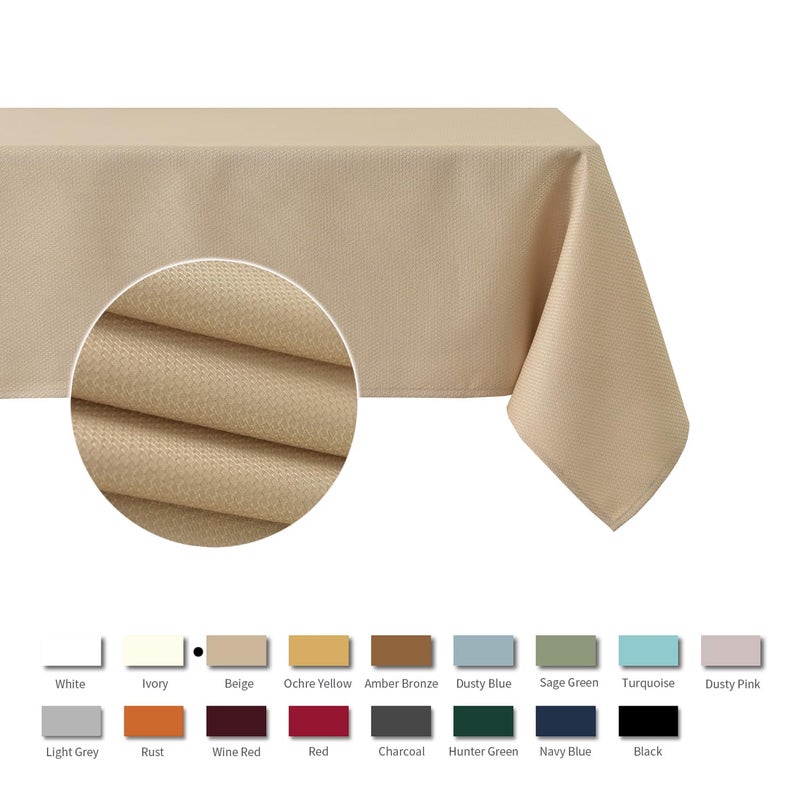 maxmill Rectangle Textured Tablecloth Waterproof Spillproof Wrinkle Free Table Cloth, Kitchen Dining Tabletop Decoration, Fabric Table Cover for Outdoor and Indoor Use, 52 x 70 Inch, Beige - Image 3