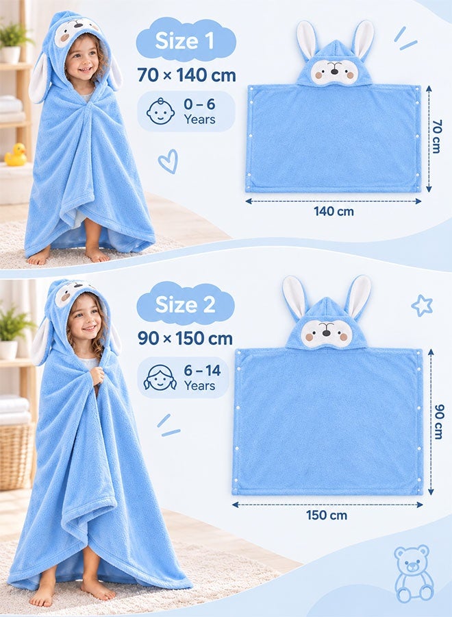 Super ZYouth Kids Hooded Bath Towel, Soft & Absorbent Bunny Hooded Towel with Snap Buttons, Fluffy Quick-Dry Bath Wrap for Babies & Children - Image 2