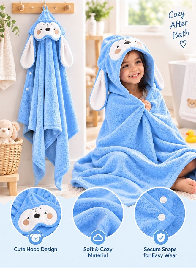 Super ZYouth Kids Hooded Bath Towel, Soft & Absorbent Bunny Hooded Towel with Snap Buttons, Fluffy Quick-Dry Bath Wrap for Babies & Children - Image 3