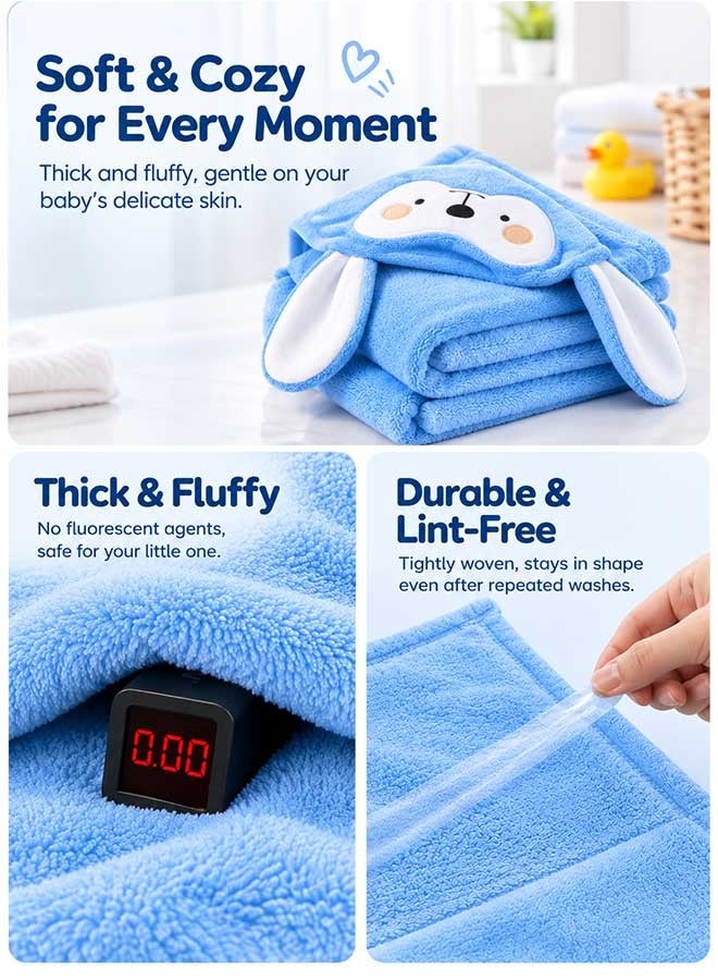 Super ZYouth Kids Hooded Bath Towel, Soft & Absorbent Bunny Hooded Towel with Snap Buttons, Fluffy Quick-Dry Bath Wrap for Babies & Children - Image 4