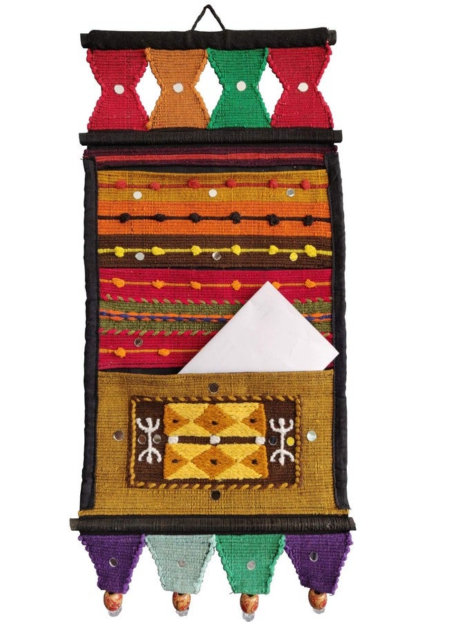 Varunavi Handloom Cotton Letter Magazine Holder wall Hanging Home Decor Tapestry 23" X 10" - Image 1