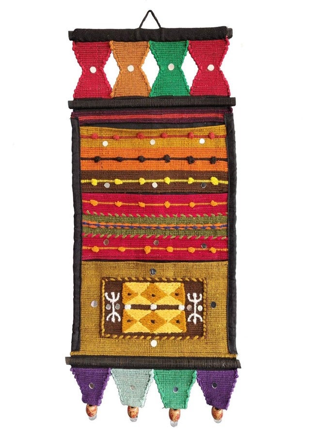 Varunavi Handloom Cotton Letter Magazine Holder wall Hanging Home Decor Tapestry 23" X 10" - Image 2