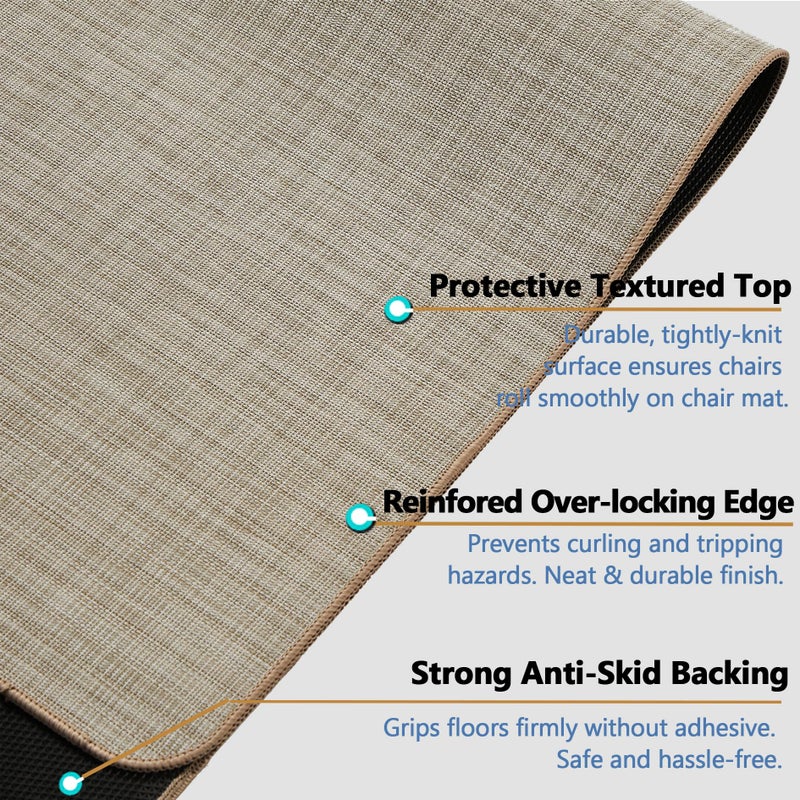 RccugmatS Chair Mat for Hardwood Floor, 36" x 48" Heavy Duty Office Chair Mat for Rolling Chairs, Anti Slip, Non-Curve, Floor Protector for Home Office, Beige - Image 3