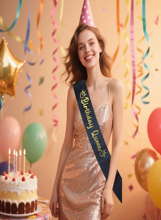 لوويجز وشاح عيد ميلاد الملكة من لويجز، مصنوع من الساتان الأسود ومزين بحروف ذهبية، هدية مثالية للنساء والفتيات، مستلزمات تزيين الحفلات (أسود) - Image 5