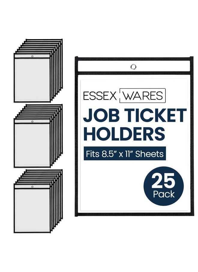 Essex Wares - 25 Pack, Black, Job Ticket Holders, 10" Wide X 13.5" Tall - Clear Plastic Shop Ticket Holders - Easy To Use, Reusable & Easy Erase Plastic Invoice Holders, Water-Resistant & Durable  - Image 1