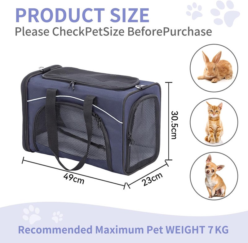 Petsfit Transport Bag Cat & Dog Bag Aeroplane | Flight Bag for Dogs & Transport Box Cat | Flight-Approved Pet Bag | Safe Transport in Car, Plane and Train, M/Blue - Image 4