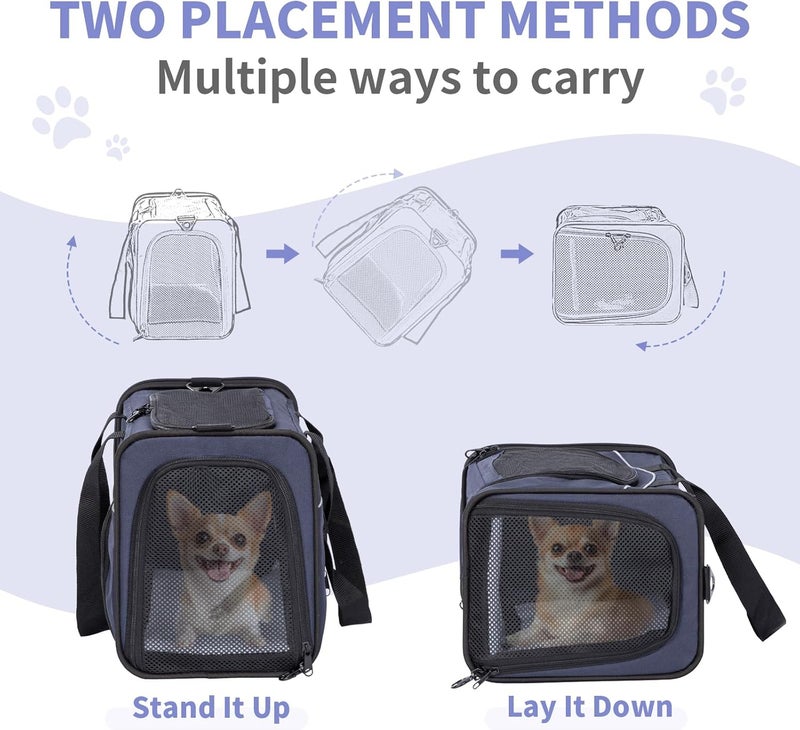 Petsfit Transport Bag Cat & Dog Bag Aeroplane | Flight Bag for Dogs & Transport Box Cat | Flight-Approved Pet Bag | Safe Transport in Car, Plane and Train, M/Blue - Image 2