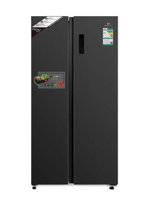 Side by Side Refrigerator 14.2 Cuft Freezer 7.8 Cuft Inverter Compressor Black Inox