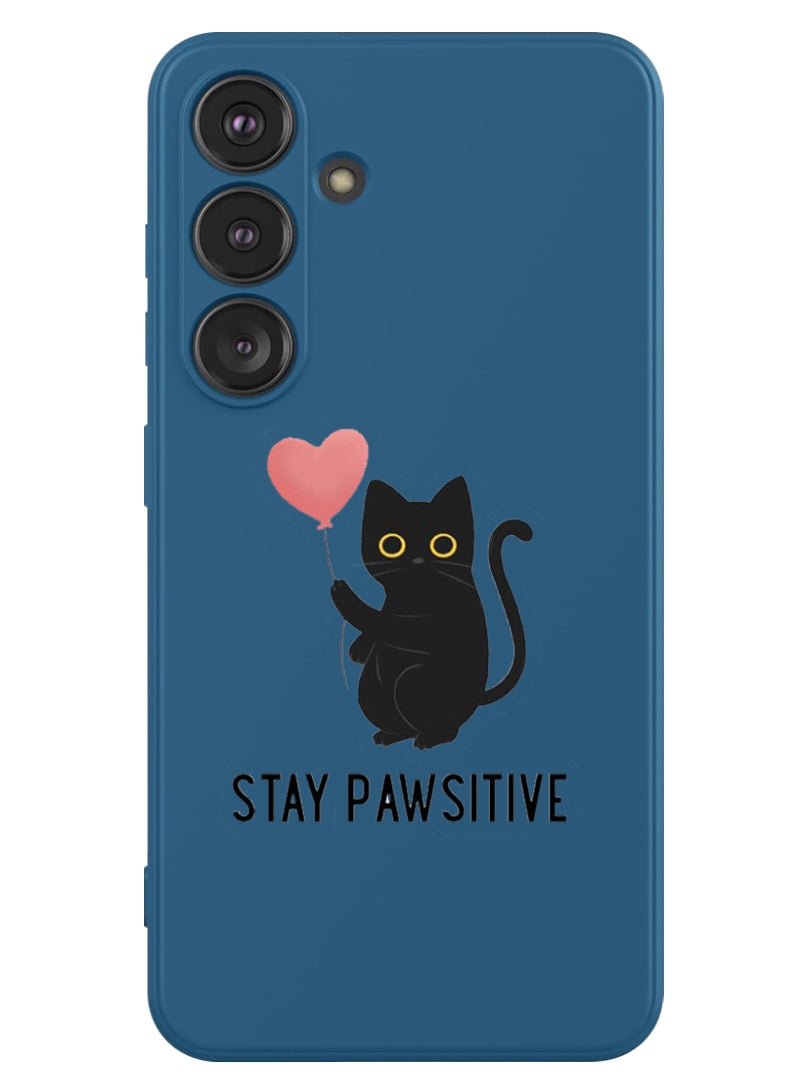 Theodor Protective Slim Fit Case Liquid Silicone Cover with Full Body Protection Anti-Scratch Shockproof Case For Samsung Galaxy S24 (Blue) - Stay Pawsitive - Image 1