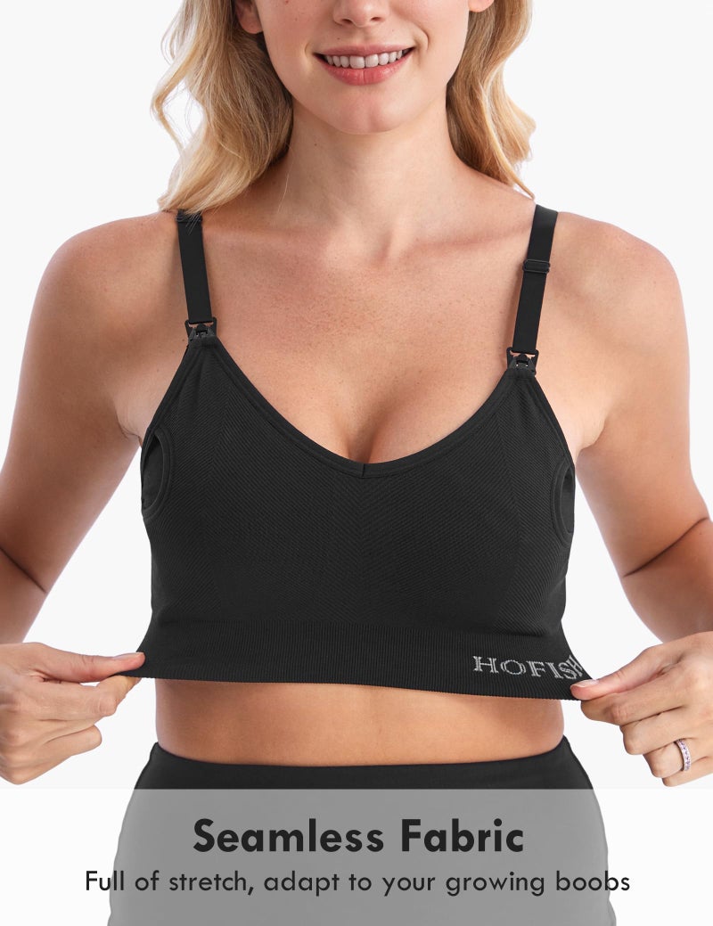 HOFISH Hands Free Pumping Bra, Nursing & Breastfeeding Bra in One,Supportive Breast Pump Bra for All-Day Wear 1Pack Black S - Image 4
