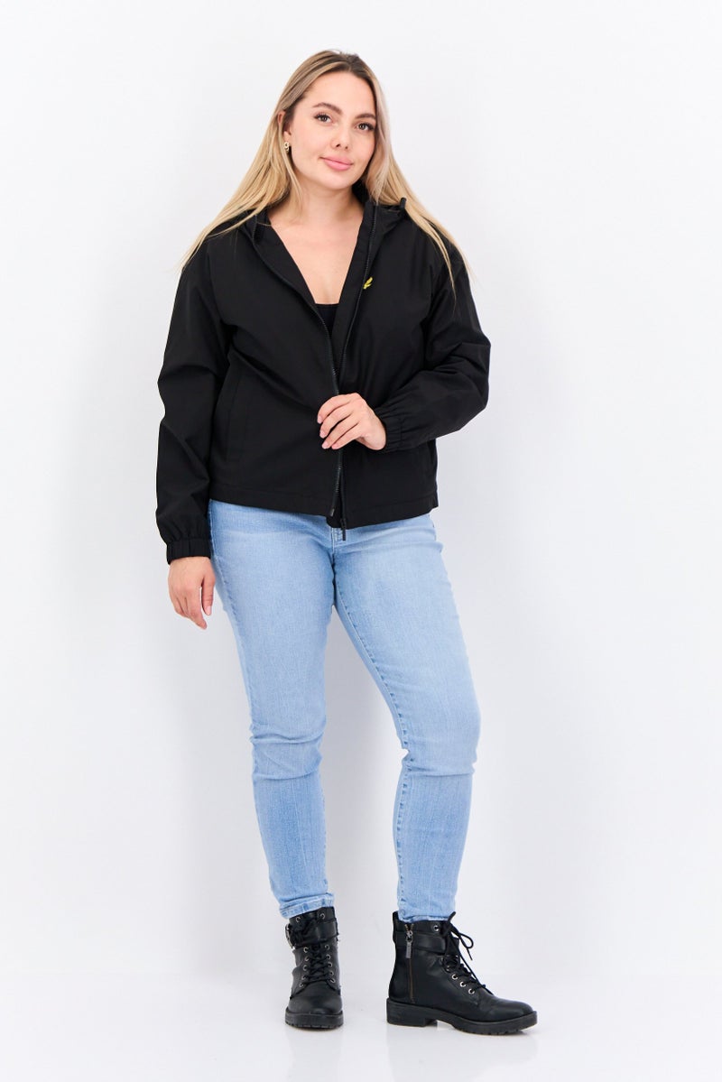 Lyle & Scott Women Embroidered Logo Hooded Jacket, Black - Image 3