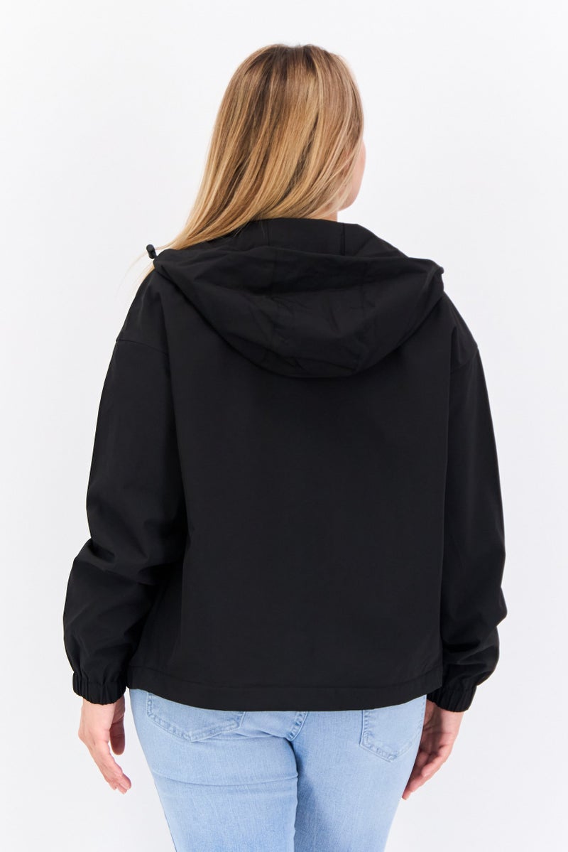 Lyle & Scott جاكيت هودي مزين بشعار للنساء، أسود - Image 4