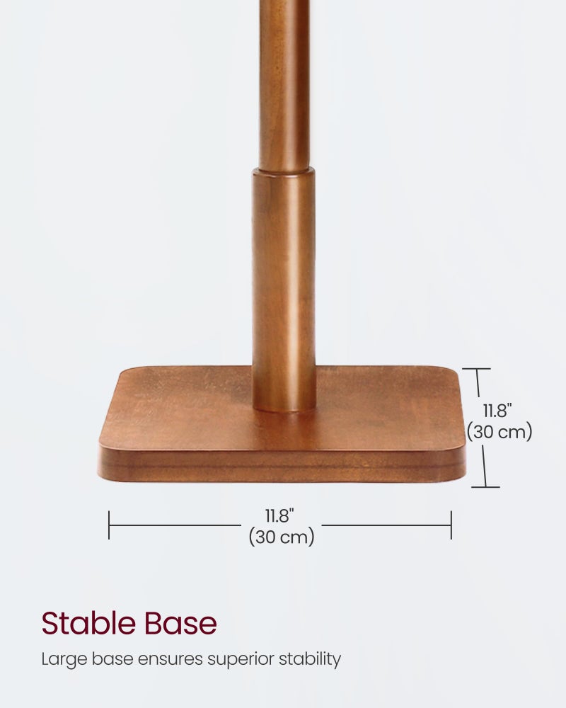 VASAGLE Solid Wood Coat Rack, Free Standing Hall Coat Tree with 8 Hooks, 3 Height Options, for Coats, Hats, Bags, Purses, for Entryway, Hallway, Rubberwood Hooks and Pole, Dark Walnut URCR010W01 - Image 5