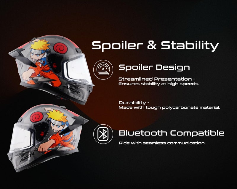 Axor Saber Naruto ISI ECE and DOT Certified Matte Finish Full Face Helmet for Men with Pinlock Fitted Clear Visor -Dull Black Orange-XL - Image 4