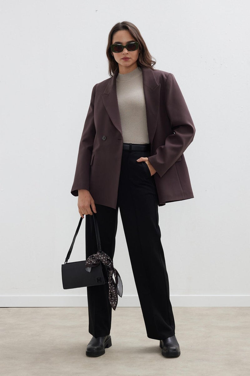 Manuka Double Breasted Classic Blazer Jacket Bitter Brown  - Image 1
