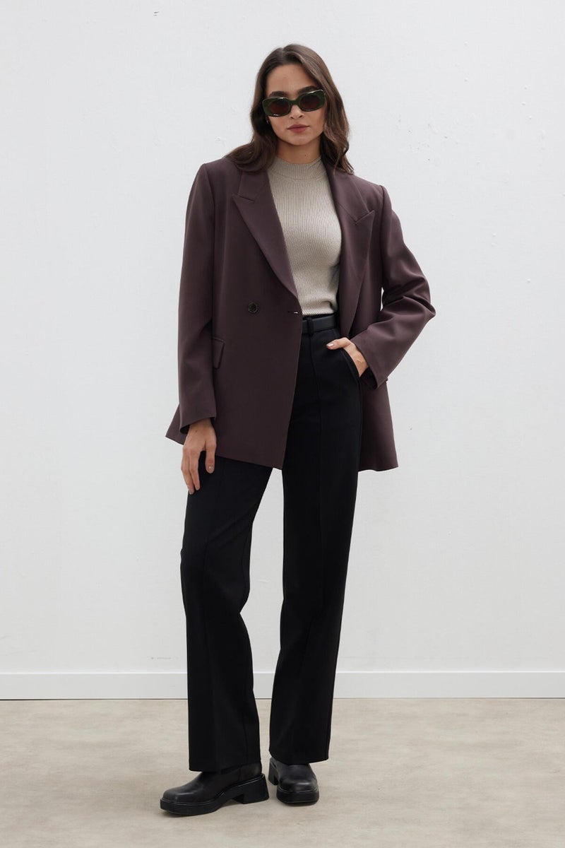 Manuka Double Breasted Classic Blazer Jacket Bitter Brown  - Image 2