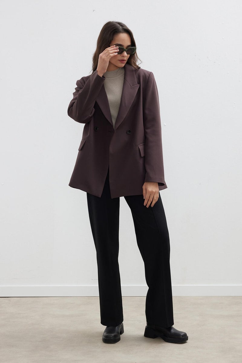Manuka Double Breasted Classic Blazer Jacket Bitter Brown  - Image 3