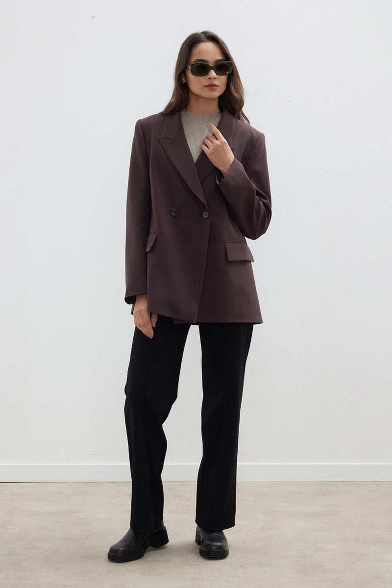 Manuka Double Breasted Classic Blazer Jacket Bitter Brown  - Image 4