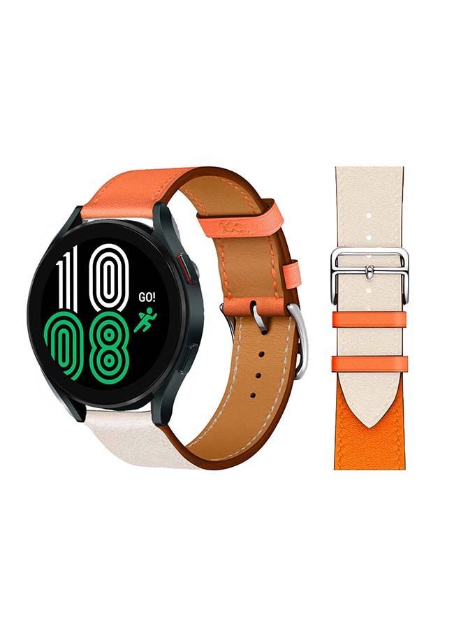 NIBEMINENT Replacement Band For Samsung Galaxy Watch4 Orange/Cream - Image 1