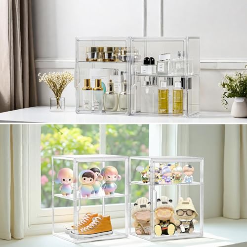 Attelite Acrylic Display Case for Collectibles, Clear Storage Bin with 3 Adjustable Layers and 1 Removable Divider, Stackable Clear Storage Box with Magnetic Door for Figures, Home or Office,Large - Image 5