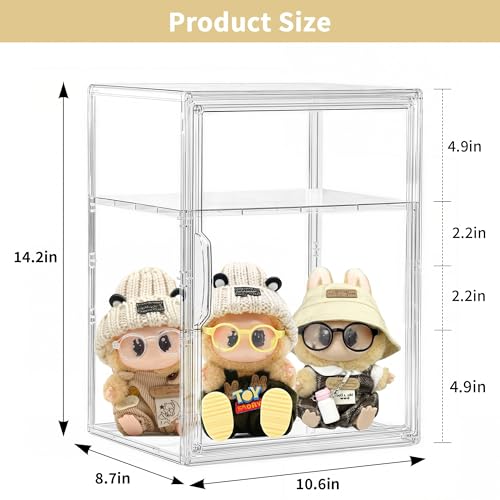 Attelite Acrylic Display Case for Collectibles, Clear Storage Bin with 3 Adjustable Layers and 1 Removable Divider, Stackable Clear Storage Box with Magnetic Door for Figures, Home or Office,Large - Image 2