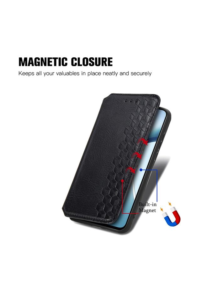 S-TOP Case For Nothing Phone 2a Plus Cubic Grid Pressed Magnetic Leather Phone Case - Image 5