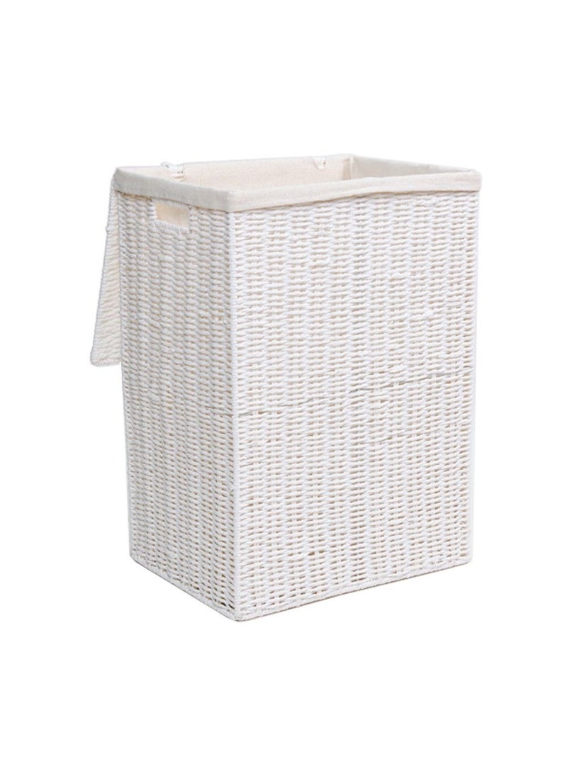 Homesmiths Small Laundry Hamper with Lid and Removable Liner L36 x B26 x H50 cm, White | Compact Laundry Basket for Clothes, Towels & Linens, Modern Storage Organizer for Bedroom, Bathroom or Dorm Use - Image 1
