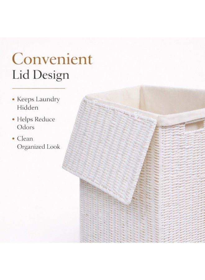 Homesmiths Small Laundry Hamper with Lid and Removable Liner L36 x B26 x H50 cm, White | Compact Laundry Basket for Clothes, Towels & Linens, Modern Storage Organizer for Bedroom, Bathroom or Dorm Use - Image 5