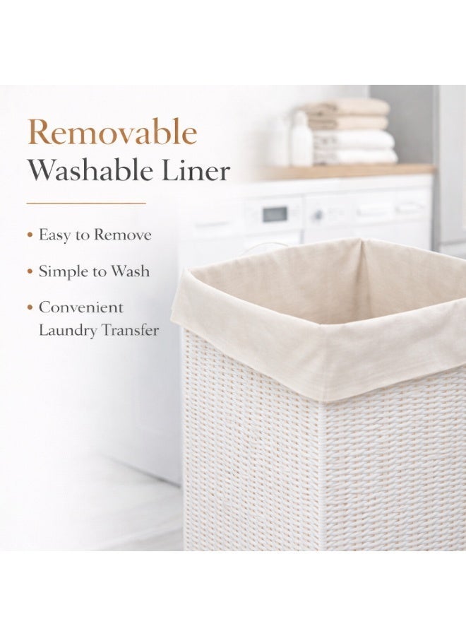 Homesmiths Small Laundry Hamper with Lid and Removable Liner L36 x B26 x H50 cm, White | Compact Laundry Basket for Clothes, Towels & Linens, Modern Storage Organizer for Bedroom, Bathroom or Dorm Use - Image 4