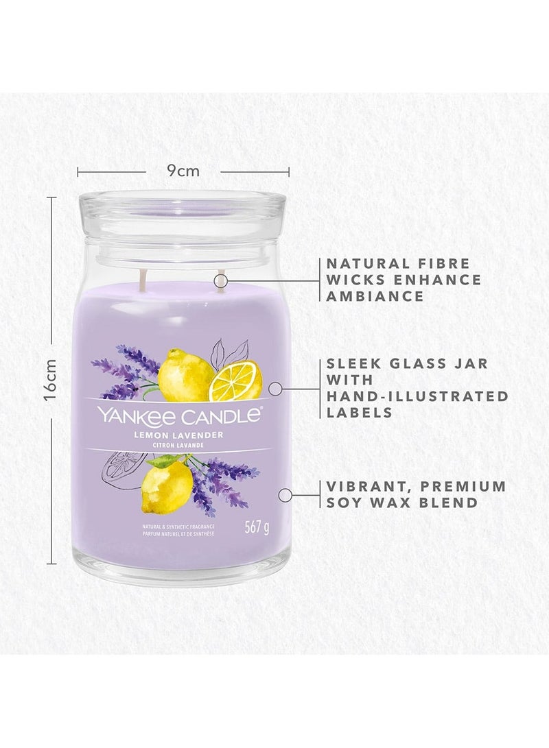 YANKEE CANDLE Candle Signature Scented Candle | Lemon Lavender Large Jar Candle with Double Wicks | Soy Wax Blend Long Burning Candle | Perfect Gifts for Women - Image 4