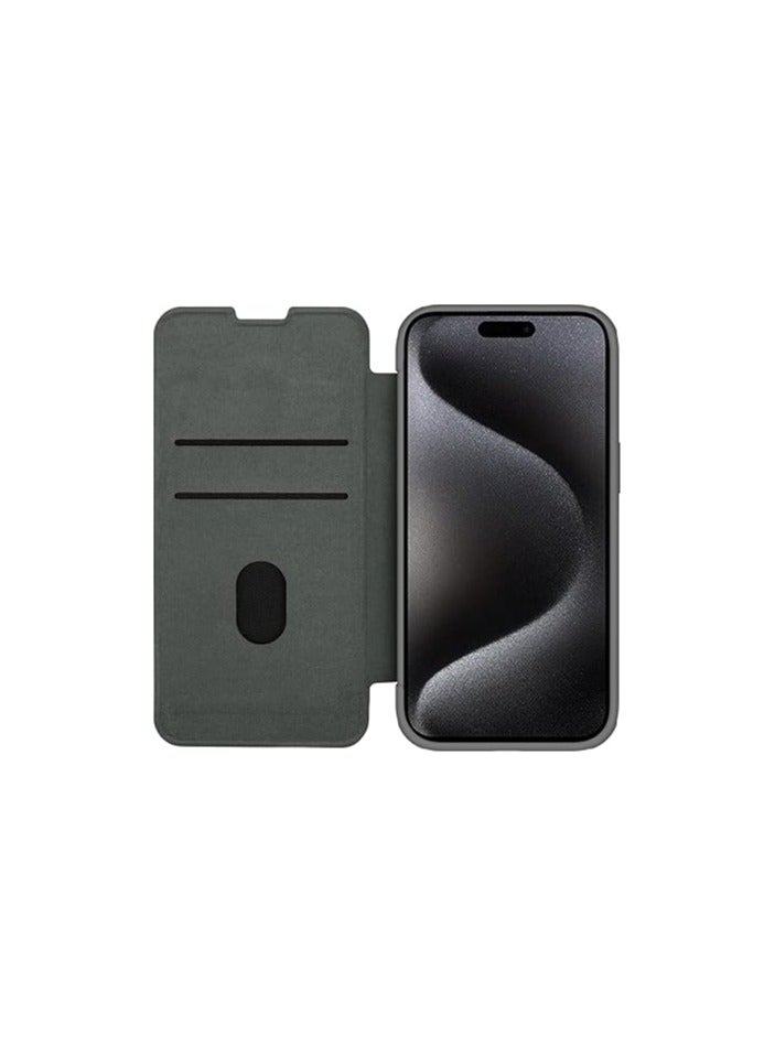 Nillkin Nillkin Qin Pro Leather (Plain Leather & Cloth) Series Cover Case Designed For Apple iPhone 15 Pro Max - Classical Grey - Image 1