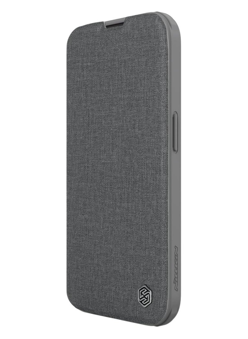 Nillkin Nillkin Qin Pro Leather (Plain Leather & Cloth) Series Cover Case Designed For Apple iPhone 15 Pro Max - Classical Grey - Image 4