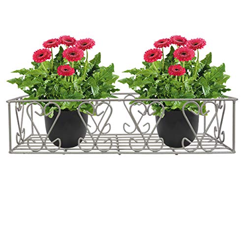 D&V ENGINEERING - Creative in innovation D&V Engineering Outdoor Plant Rail Stand | Balcony Railing Planter Holder Shelf | Heavy-Duty Metal Flower Pot Stand for Garden, Patio & Home Décor | Adjustable Hanger | Grey - Image 1