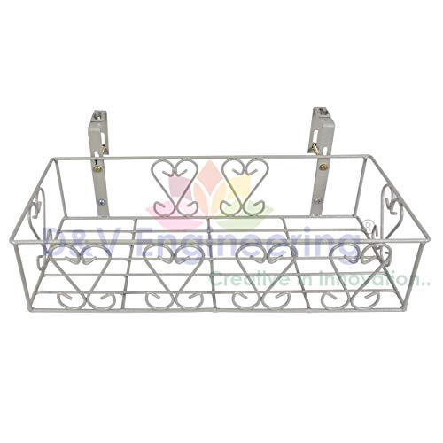 D&V ENGINEERING - Creative in innovation D&V Engineering Outdoor Plant Rail Stand | Balcony Railing Planter Holder Shelf | Heavy-Duty Metal Flower Pot Stand for Garden, Patio & Home Décor | Adjustable Hanger | Grey - Image 2