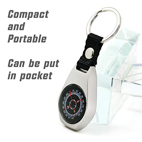 VTEAS 2 Pack Style Key Ring Compass | Keychain Military Magnetic Compass | Waterproof/Shockproof | Mini Metal Keychain Compass | Survival Gear Compass for Kids Hiking, Camping, Motoring, Outdoor - Image 2