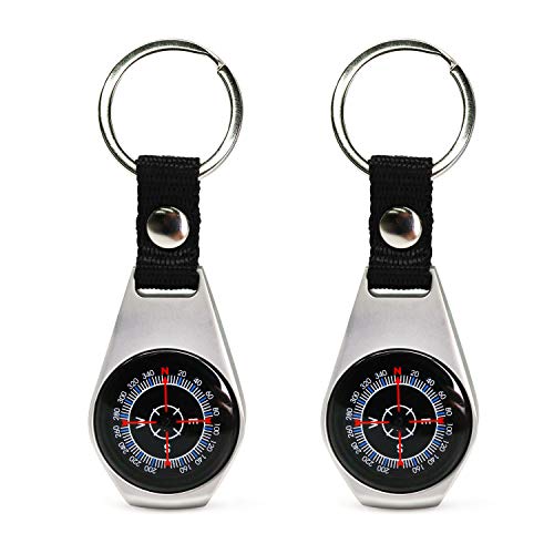 VTEAS 2 Pack Style Key Ring Compass | Keychain Military Magnetic Compass | Waterproof/Shockproof | Mini Metal Keychain Compass | Survival Gear Compass for Kids Hiking, Camping, Motoring, Outdoor - Image 1