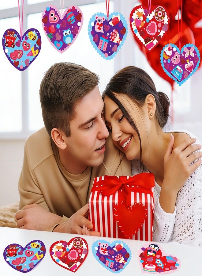 LOAVER 24 Sets Valentines Day Heart Ornaments Craft Kit,DIY Assorted Foam Heart with Heart Shape Stickers Googly Eyes Rhinestones Bookmark for Valentines Day Presents Gift Exchange Craft Supplies - Image 5