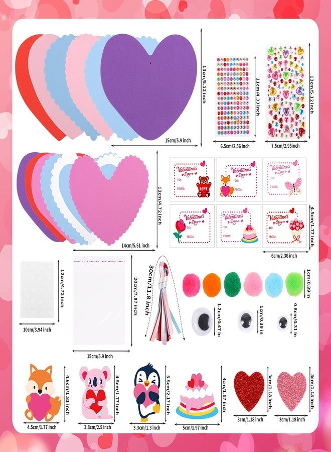 LOAVER 24 Sets Valentines Day Heart Ornaments Craft Kit,DIY Assorted Foam Heart with Heart Shape Stickers Googly Eyes Rhinestones Bookmark for Valentines Day Presents Gift Exchange Craft Supplies - Image 4