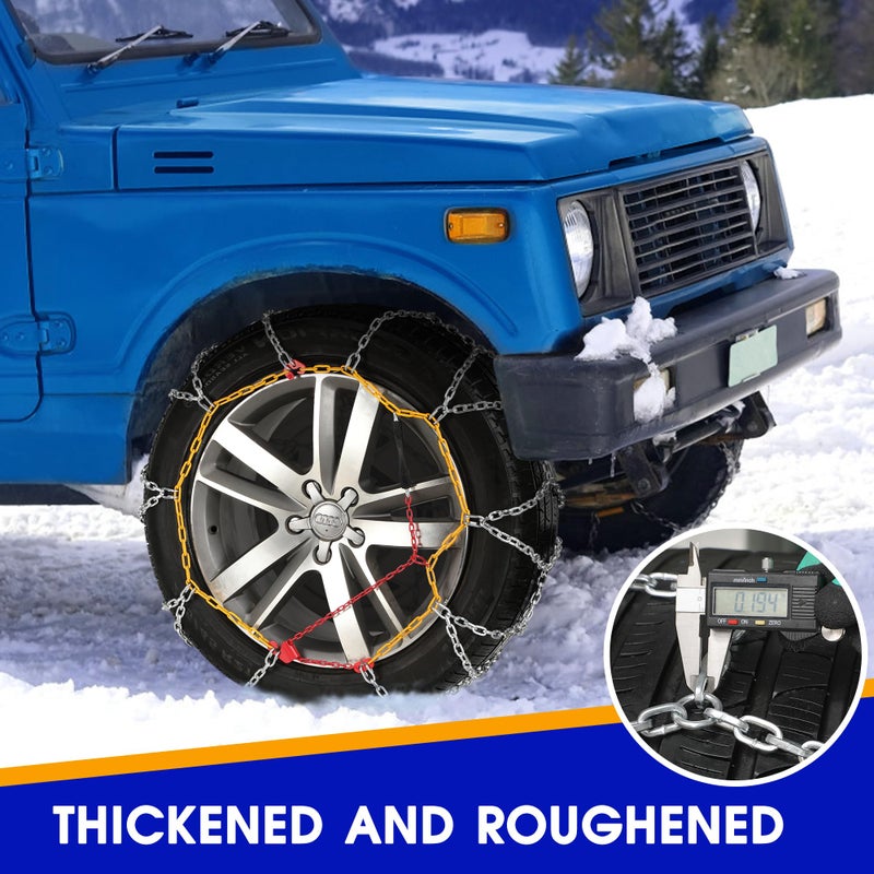 COCO BIRD Snow Chains, Thickened and Wear-Resistant High Carbon Steel Anti Slip Tire Chain for Light Truck, Pickups, and SUVs, Set of 2 (4WD-110) - Image 5
