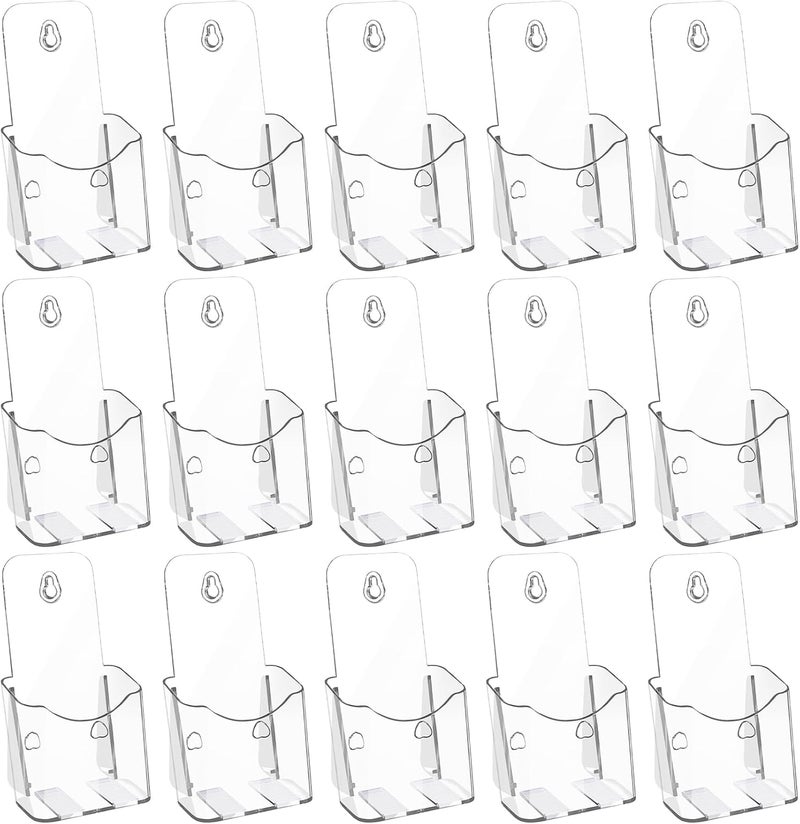 Dyrfolm 14 قطعة من حامل الكتيبات الأكريليكي، مقاس 4 × 7.9 بوصة، حامل عرض منشورات بلاستيكي، حامل كتيبات مثبت على الحائط، منظم طاولة شفاف، حامل مطبوعات شفاف، حامل منشورات للمكتب والمنزل والمتجر - Image 1