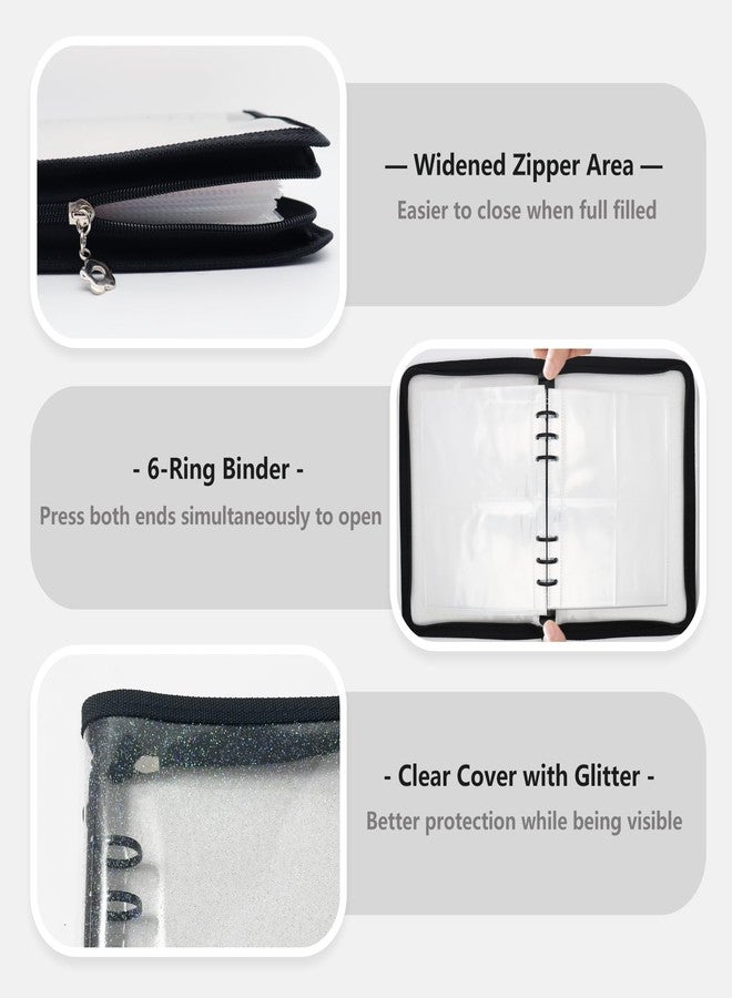 Ruatu Sticker Storage Organizer Binder A5 Sticker Book Collecting Album Reusable Sticker Collection Book with Pocket Zipper Sticker Holder Keeper Book for Adult Collecting Sticker (black) - Image 2