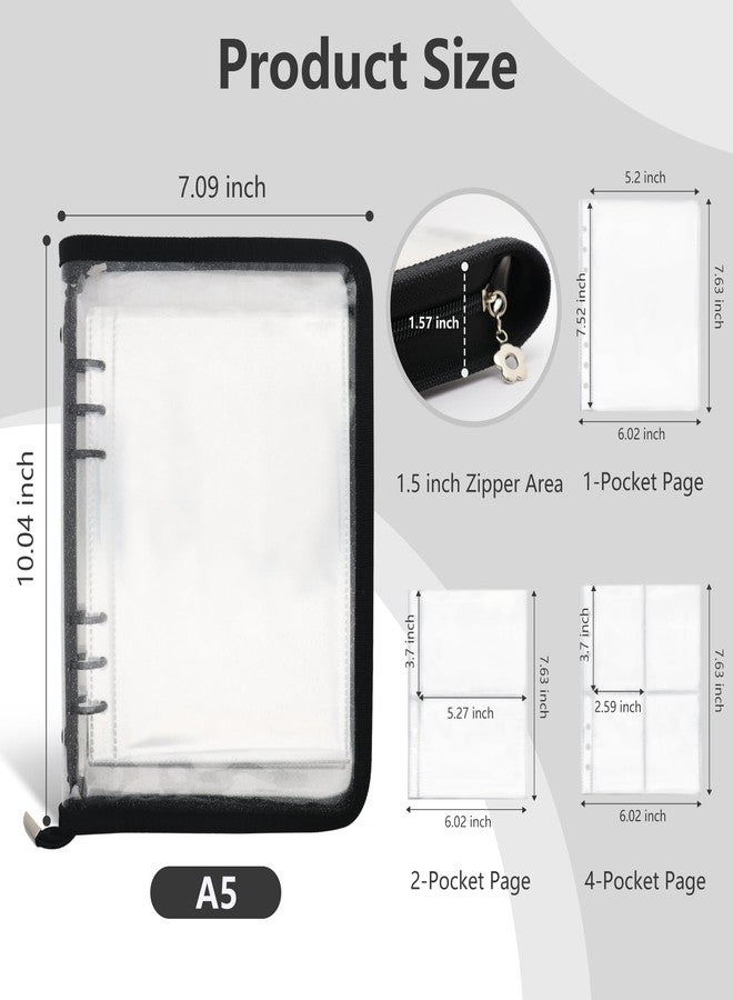 Ruatu Sticker Storage Organizer Binder A5 Sticker Book Collecting Album Reusable Sticker Collection Book with Pocket Zipper Sticker Holder Keeper Book for Adult Collecting Sticker (black) - Image 5