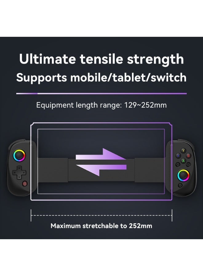 general Classic Stretching Gamepad D8 Mobile Gaming Controller Stretching 129-252mm for iOS/Android/iPad/PC/Nintendo Switch/PS3/PS4 Play Xbox Cloud Games/PS Remote Play/COD/Genshin Impact & More with Hall Effect Joystick/Trigger, 6 Axis Gyro, Dual Motor, RGB Lighting, One-Key Burst Function - Image 4