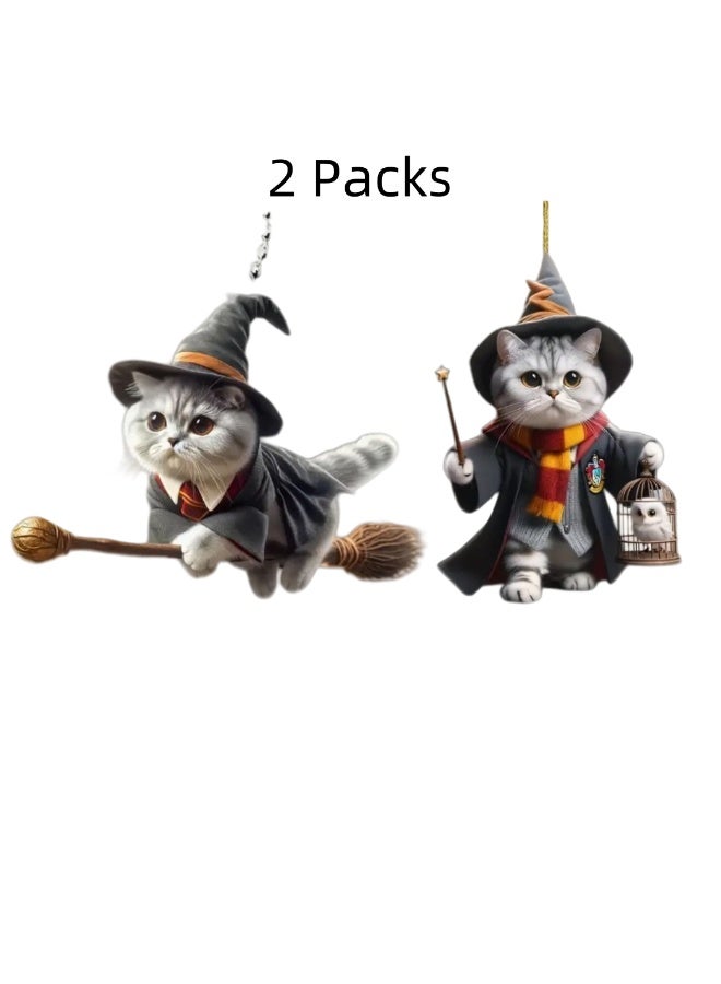 Generic 2 Packs Cat-Shaped Car Mirror Accessories, Lovely Car Accessories,Cat Car Pendant, Lovely Cat Car Decoration for Rearview Mirror Hanging Car Interior Accessories  - Image 1