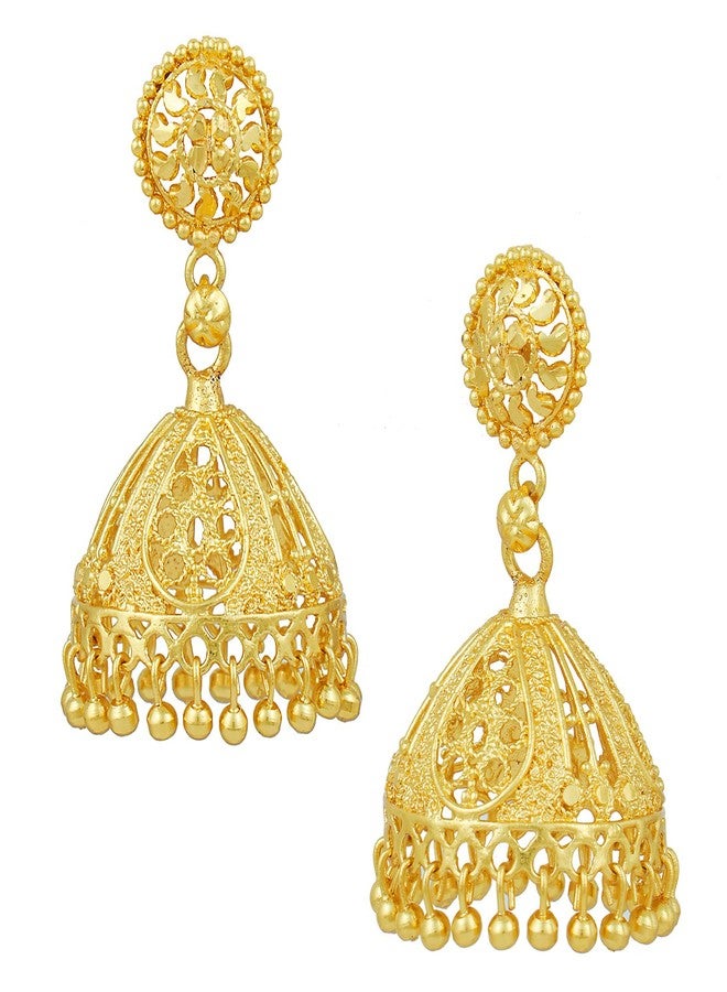 BodhaGold Plated Traditional Indian Jhumka Earrings (SJ_1032) - Image 3