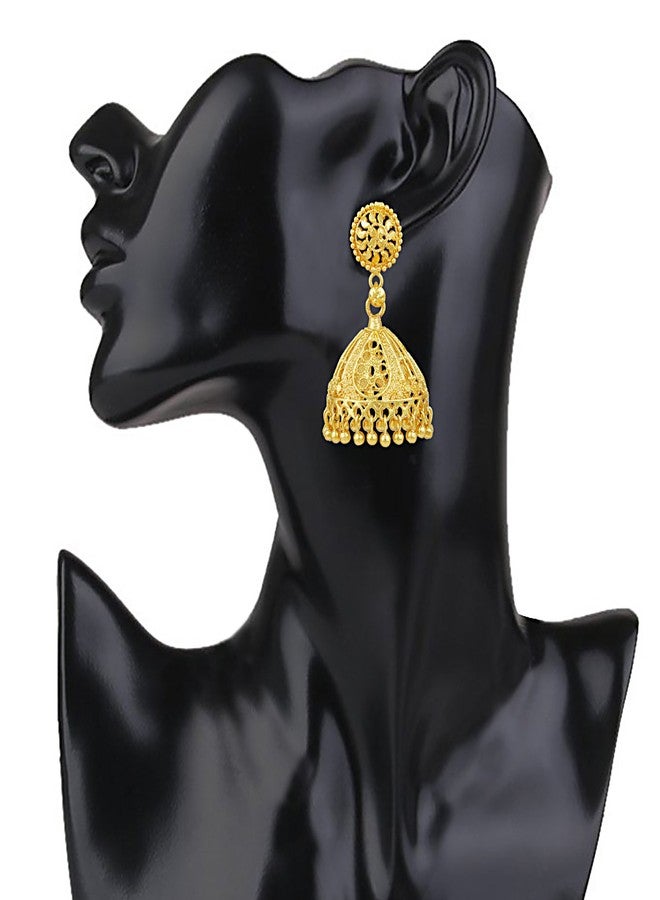 BodhaGold Plated Traditional Indian Jhumka Earrings (SJ_1032) - Image 4