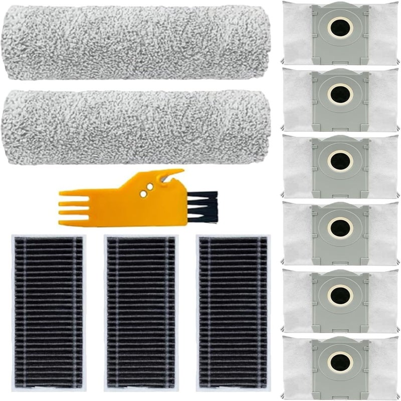 Frexusuent Accessories for Ecovacs Deebot X8 Pro Omni Robot Vacuum Cleaner, 2 Roller Mop Pad, 3 HEPA Filters, 6 Dust Bags,S14 Plus Replacement Kit, X8 Pro Omni Accessories - Image 1