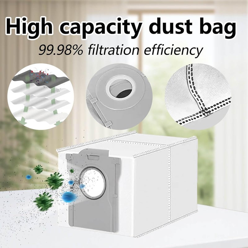 Frexusuent Accessories for Ecovacs Deebot X8 Pro Omni Robot Vacuum Cleaner, 2 Roller Mop Pad, 3 HEPA Filters, 6 Dust Bags,S14 Plus Replacement Kit, X8 Pro Omni Accessories - Image 4