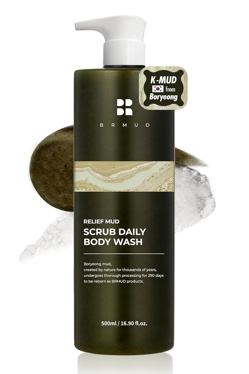 RELIEF MUD SCRUB DAILY BODY WASH  Gentle Exfoliating Body Wash Scrub Gel wMud Powder for BreakoutProne Skin  Korean Shower Gel Exfoliator Body Wash Bath Scrub for All Skin Types 169 fl oz