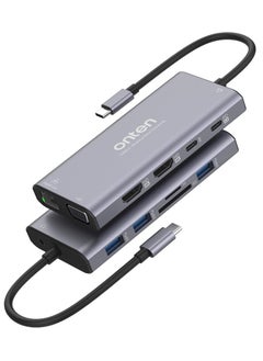 أونتن قاعدة توصيل 12 في 1 مع منفذ USB النوع C من اون تن otn-uc601 ، محول HDMI مزدوج بدقة 4 كيه، موزع USB النوع C بشاشة مزدوجة لويندوز، منفذ HDMI 4k * 2، 100W قاعدة شحن 100 وات مع بطاقة SD/TF، USB3.0، USB C، ايثرنت  - Image 1